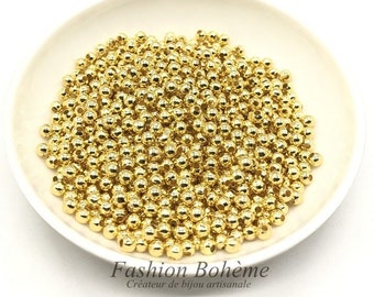 x 200 Perline rotonde in metallo dorato 4 mm