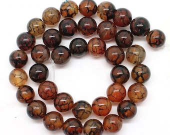 X 20 perles naturelles Veines de Dragon Agate 6/8 mm