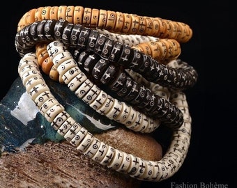 x 5 authentic Tibetan Yak bone beads 8 mm