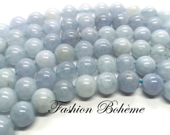 X 1 aquamarine strand 6.3/8.5 mm (6.3 mm x 60 beads) (8.5 mm x 45 beads).