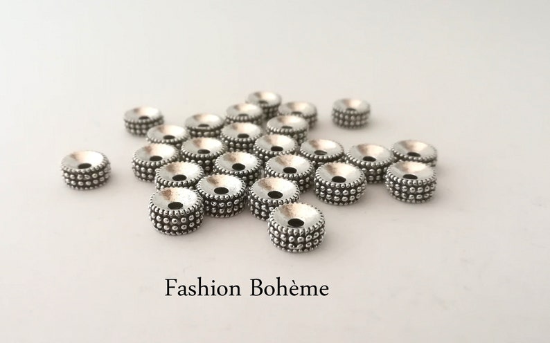 x 20 Tibetan spacer beads interlayer in silver-plated metal 7.5 mm image 1