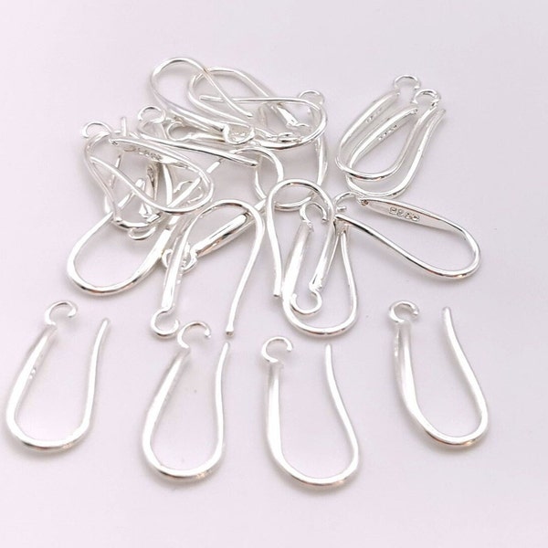 x 10 X 20 supports boucles d'oreille lisse 17 x 6 mm plaqué Argent 925