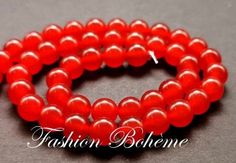 X 1 strand Red Jade beads 6.4 mm 6.4 mm x 60 beads image 4