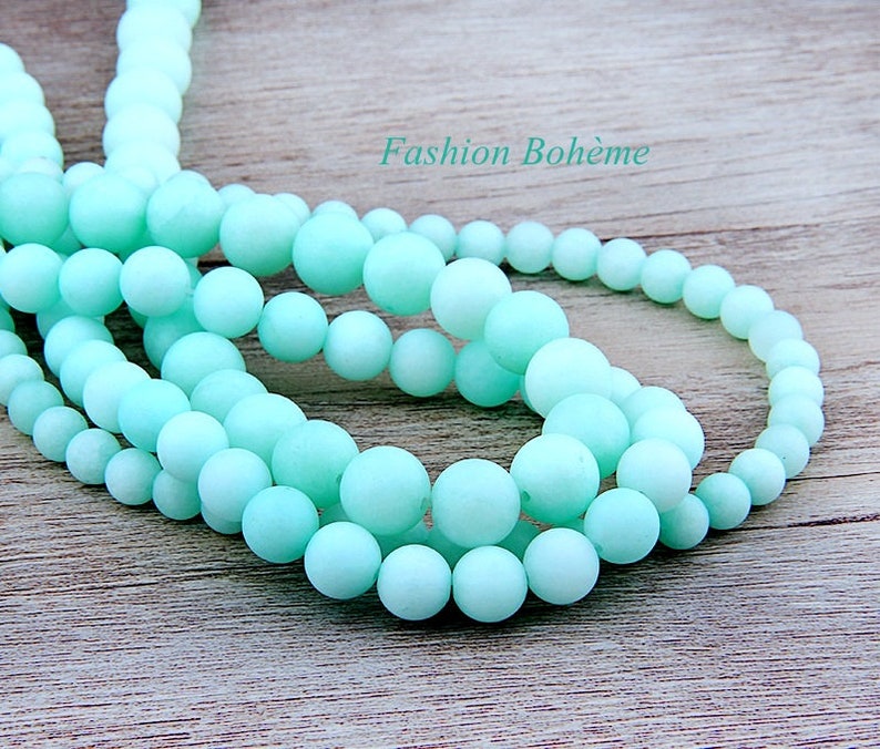 X 20 perles pierre naturelle givrée bleu Amazonite 8mm - Etsy France