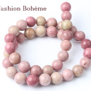 X10 x 20 natural pink Rhodochrosite beads 6/8/10 mm x 20 perles 6 mm