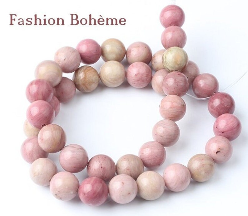 X10 x 20 natural pink Rhodochrosite beads 6/8/10 mm x 20 perles 6 mm