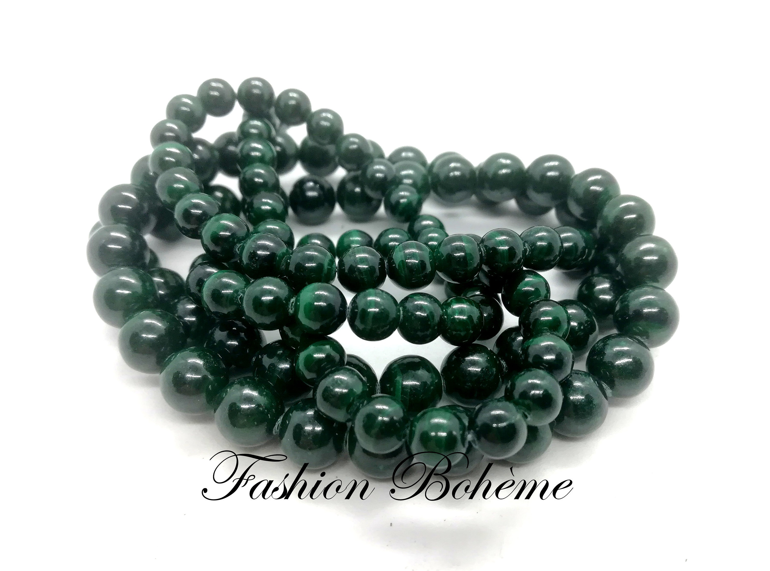 10 Perles en azurite malachite 8mm ou 6mm ou 10mm - Mercerie Marina Studio