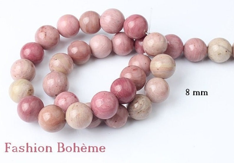 X10 x 20 natural pink Rhodochrosite beads 6/8/10 mm x 20 perles 8 mm