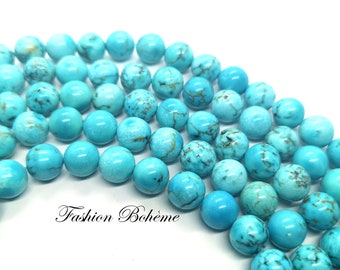 x 5 x 20 Perles naturelles Turquoises bleu 6/7.8/8/10 mm