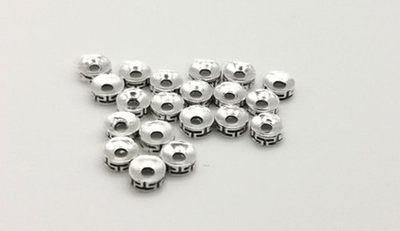 x 20 Perles Tibétain intercalaire en Métal argenté 7.3 mm image 5