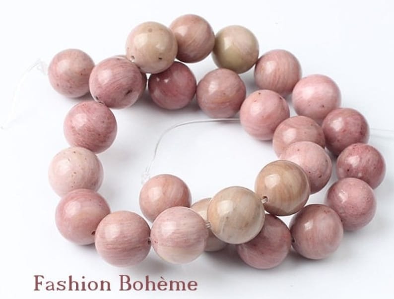 X10 x 20 natural pink Rhodochrosite beads 6/8/10 mm image 2