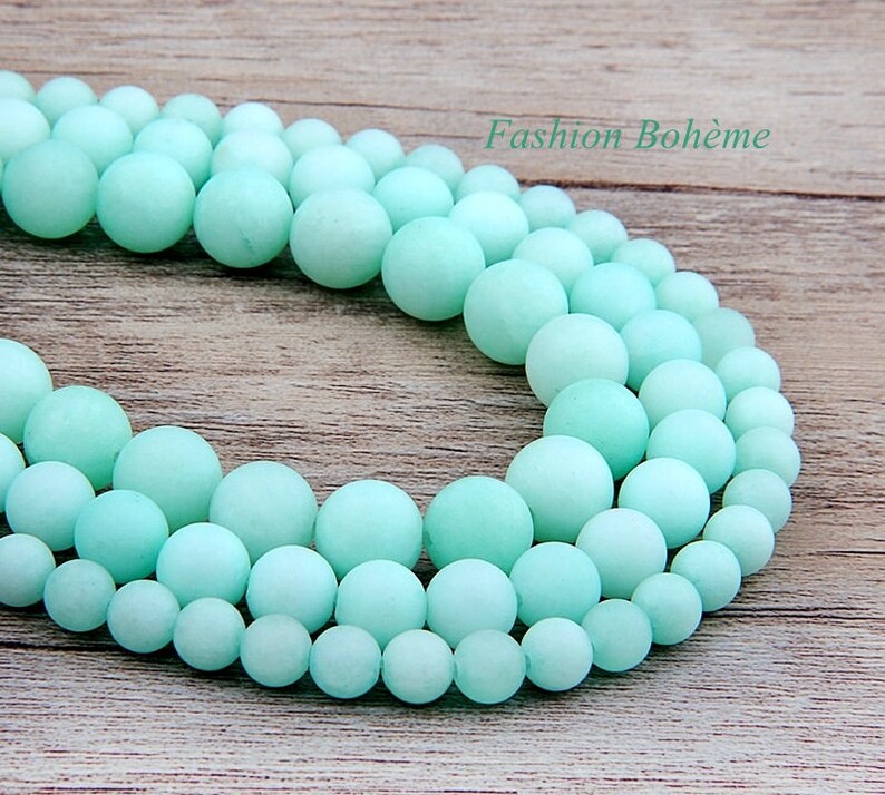 X 20 perles pierre naturelle givrée bleu Amazonite 8mm - Etsy France
