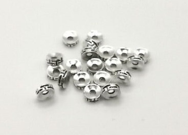 x 20 Tibetan Spacer Beads in Silver Metal 7.3 mm image 2