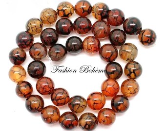 X 1 brin perles Veines de Dragon Agate 6/8 mm (6 mm x 60 perles) (8 mm x 45 perles)