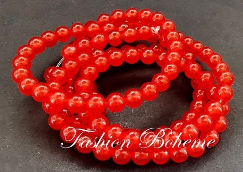 X 1 strand Red Jade beads 6.4 mm 6.4 mm x 60 beads image 2