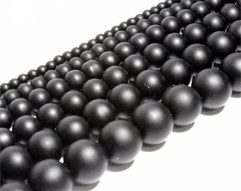 X 10 x 20 matt natural black onyx beads 6/8/10 mm