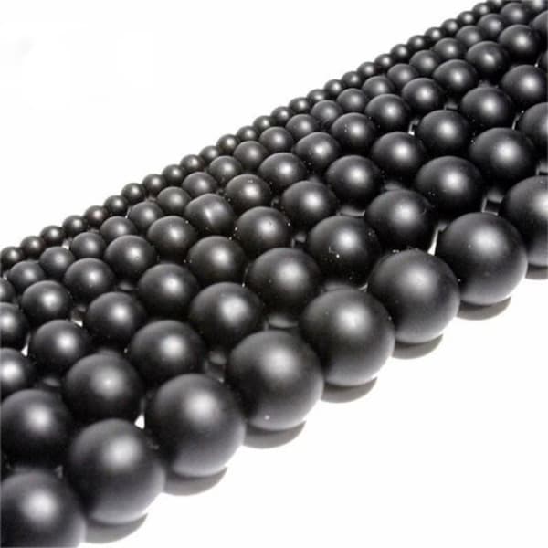 X 10 x 20 perles Mat onyx noir naturel 6/8/10 mm