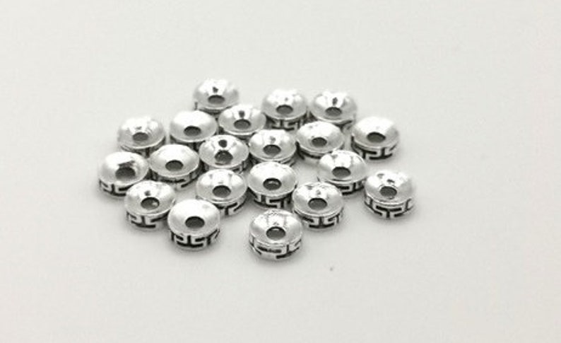 x 20 Tibetan Spacer Beads in Silver Metal 7.3 mm image 4