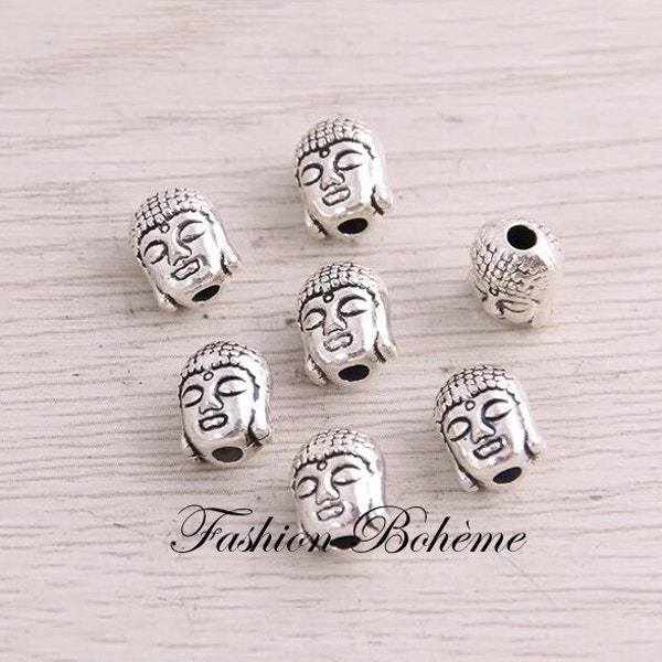 x 5 Breloques  tête de bouddha 7. 2 x 8. 8 mm / 9 x 10.5 mm