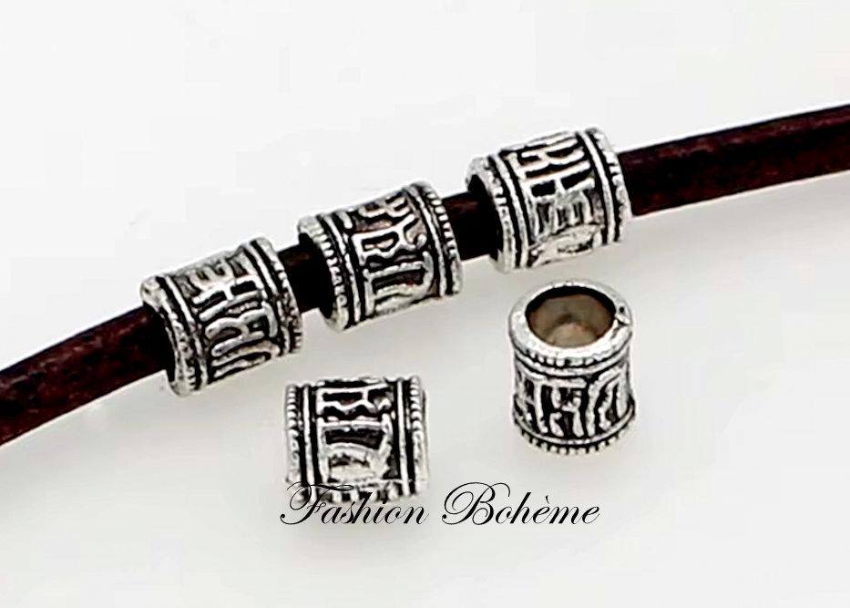 X10 Buddhist tube beads 6.1 x 5.2 mm