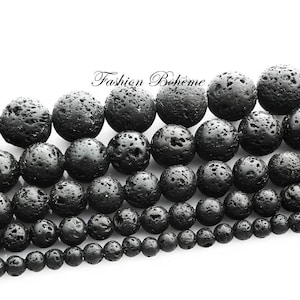 X 1 streng Lavakralen (6,5 mm x 58 kralen / 8,5 mm x 45 kralen)
