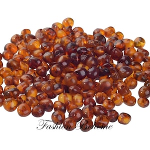 X 10 baltische Bernsteinperlen &quot;Cognac&quot; 4 - 5 mm/5 -6 mm
