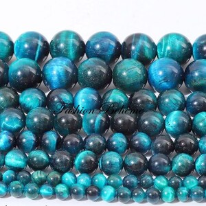 X 20 perles rondes œil de tigre bleu clair 6/8 mm image 3