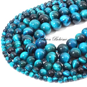 X 20 round light blue tiger&#39;s eye beads tinted 6/8.5 mm
