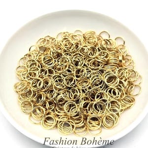 X 100 x 200 anelli di giunzione in acciaio dorato aperto diametro 6 mm / Acciaio inossidabile per 4 mm