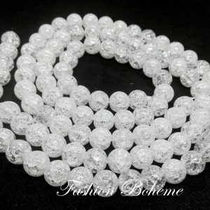 X 1 brin perles craquelé cristal Quartz 6/8 mm 8 x 45 perles6 mm x 60 perles image 3