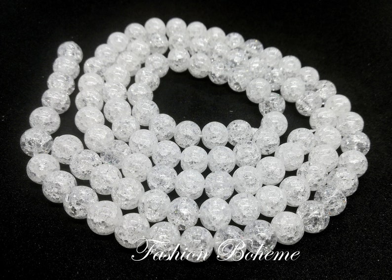 X 1 brin perles craquelé cristal Quartz 6/8 mm 8 x 45 perles6 mm x 60 perles image 3