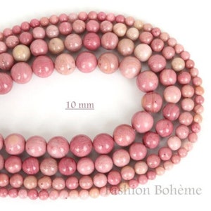 X10 x 20 natural pink Rhodochrosite beads 6/8/10 mm x 10 perles 10 mm