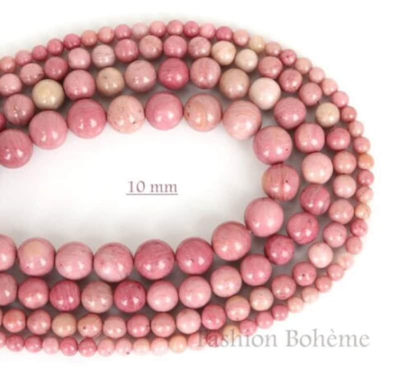 X10 x 20 natural pink Rhodochrosite beads 6/8/10 mm x 10 perles 10 mm