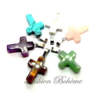 X 1 Steinkreuz „6 Farben zur Auswahl“ 18 x 25 x 6 mm