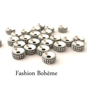 X 20 Tibetan spacer beads silver-plated metal 7.5 x 3.4 mm