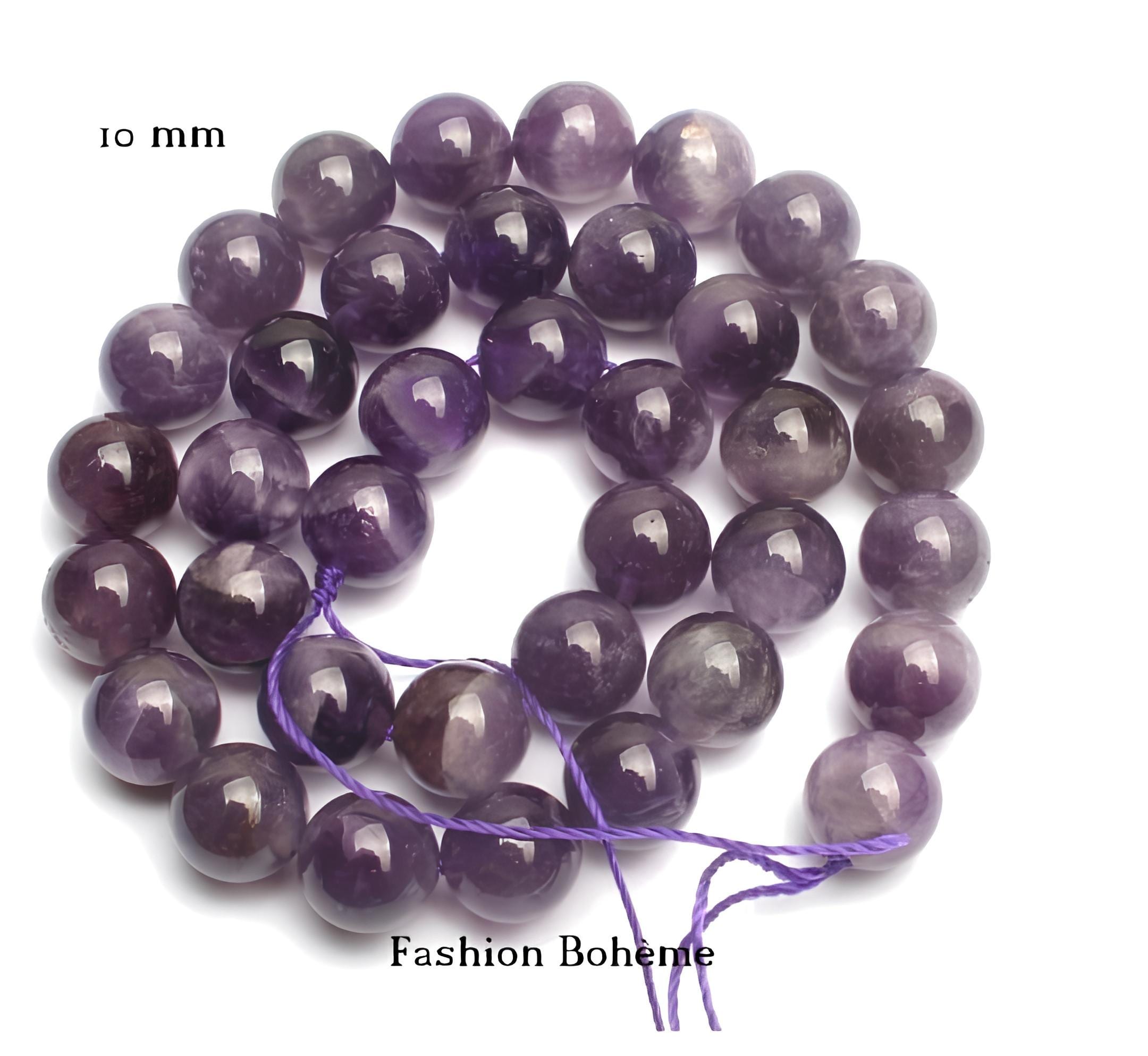 Lot De 30 Perles Anciennes Améthyste 10 Mm - Ronde Lisse Non Moulée, Fond De Stock, France