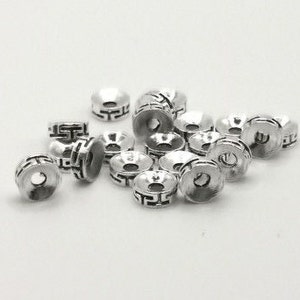 x 20 Tibetan Spacer Beads in Silver Metal 7.3 mm image 3