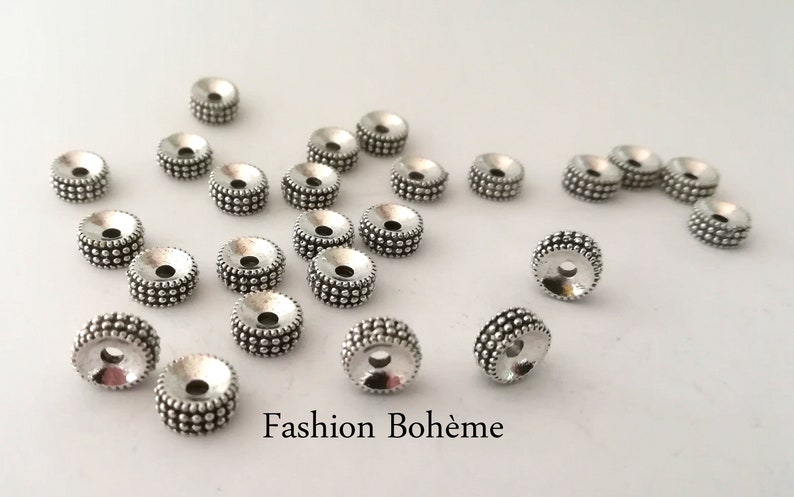 x 20 Tibetan spacer beads interlayer in silver-plated metal 7.5 mm image 3