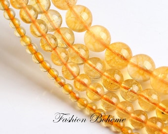 X 1 strand of natural Citrine beads with yellow crystal 6/8 mm (8 x 45 beads)(6 mm x 60 beads)