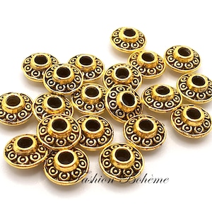 X 20 Gold metal interlayer saucer beads 5.4/6.4 mm
