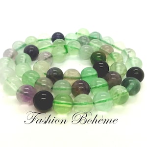 X 20 Perles de Quartz de Fluorite verte 6/8 mm