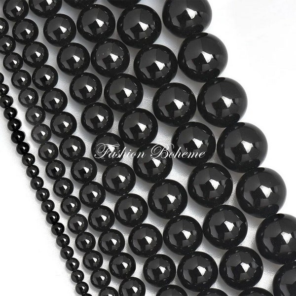 X 20 perles onyx noirs naturels 8 mm
