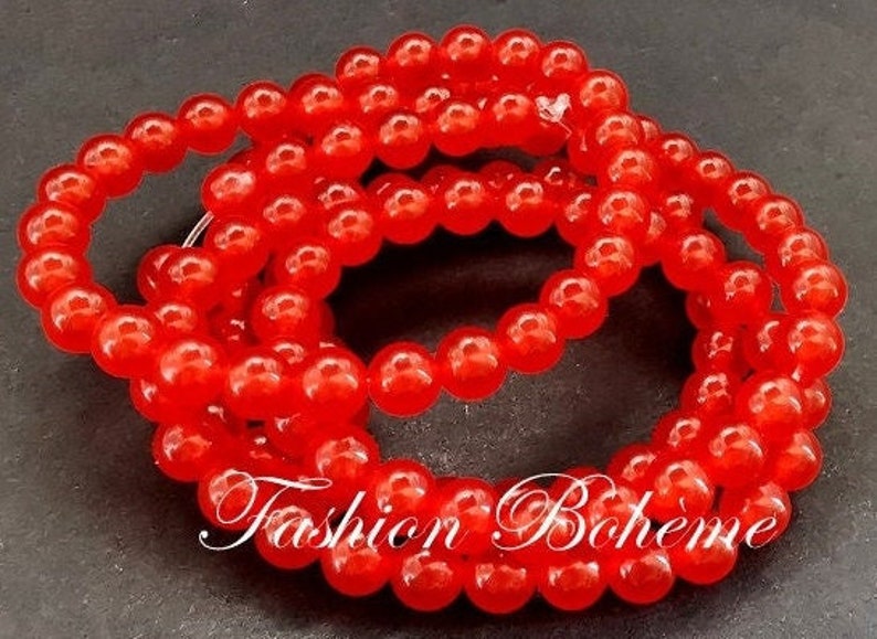 X 1 strand Red Jade beads 6.4 mm 6.4 mm x 60 beads image 3