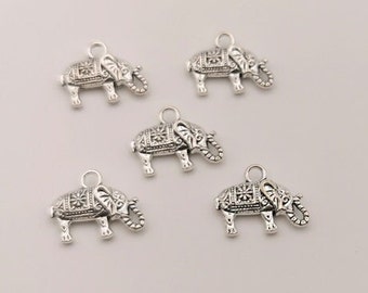 x 5 Small Elephants charms 13 x 17 mm