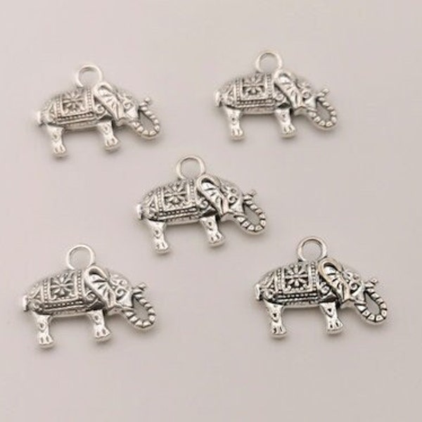 x 5  Petits Éléphants breloques 13 x 17 mm