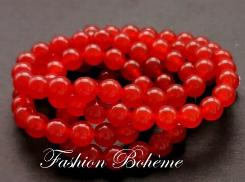 X 1 strand Red Jade beads 6.4 mm 6.4 mm x 60 beads image 5