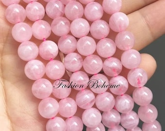 x 10 perles en quartz Rose de Madagascar AAA naturelles  6.3 / 8 mm