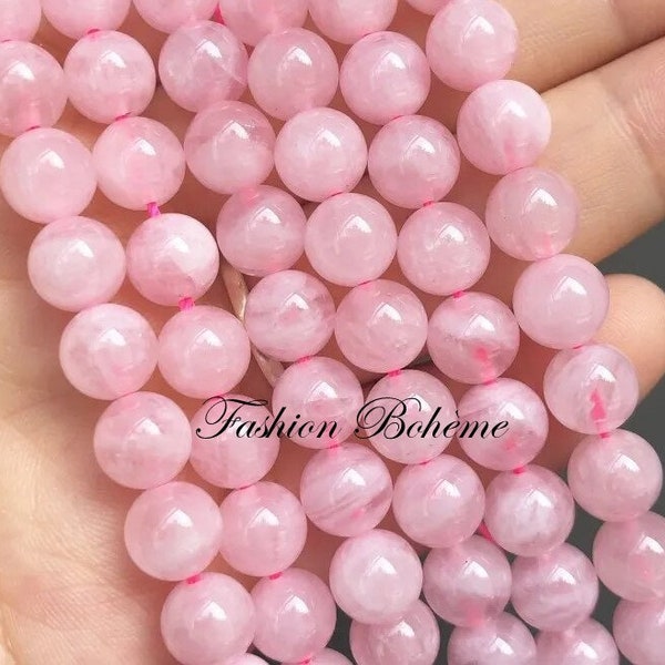 x 10 perles en quartz Rose de Madagascar AAA naturelles  6.3 / 8 mm