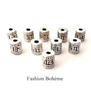 x 10 ethnic prayer wheel spacer beads 7.5 x 6 mm