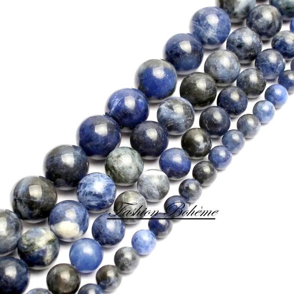 X 20 perles Sodalite 6 / 8 mm